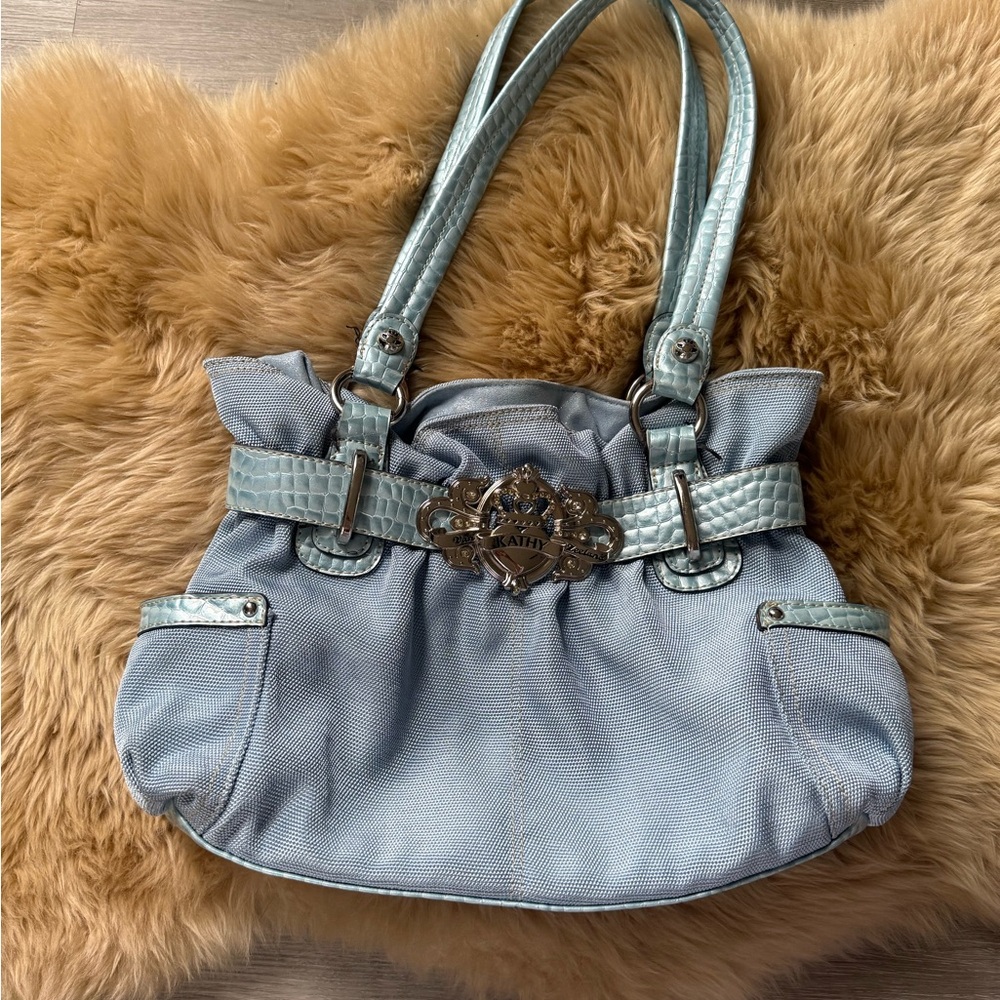 Kathy Van Zeeland Light Blue Shoulder Bag